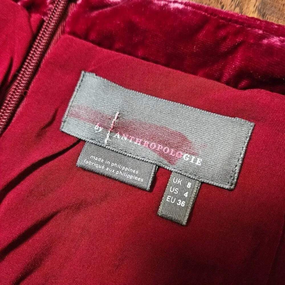 NWT Anthropologie Montie Raspberry Velvet Skirt